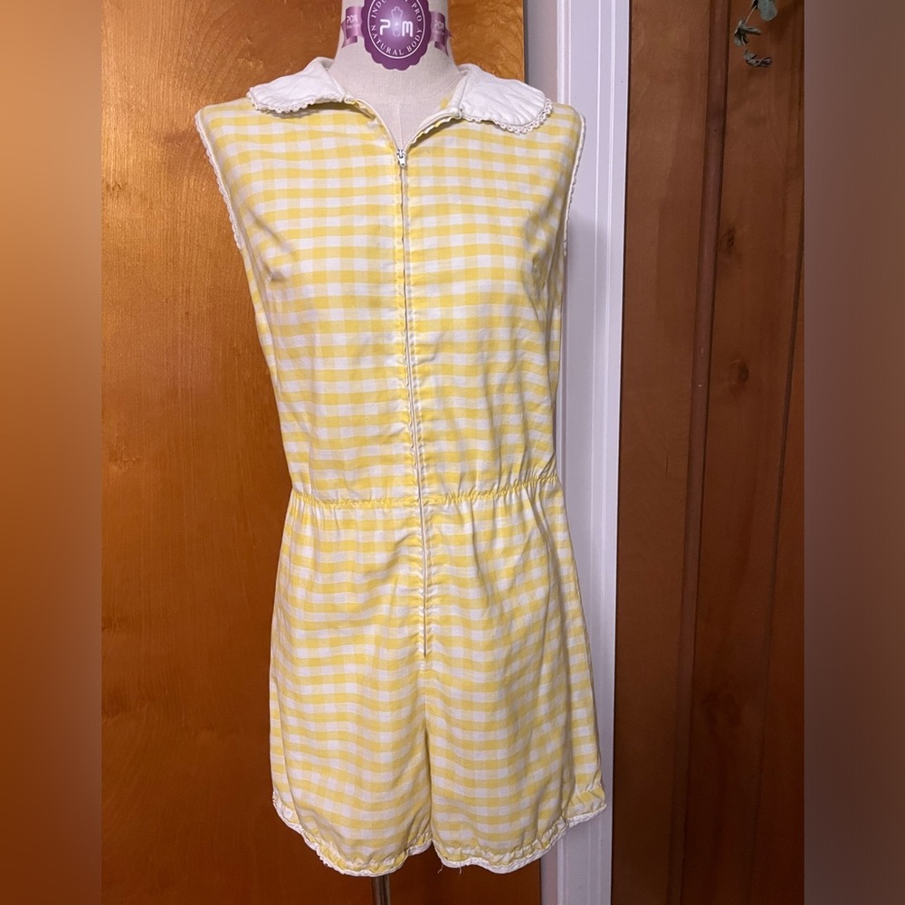 Absolutely Precious True Vintage Yellow Checkered Playsuit